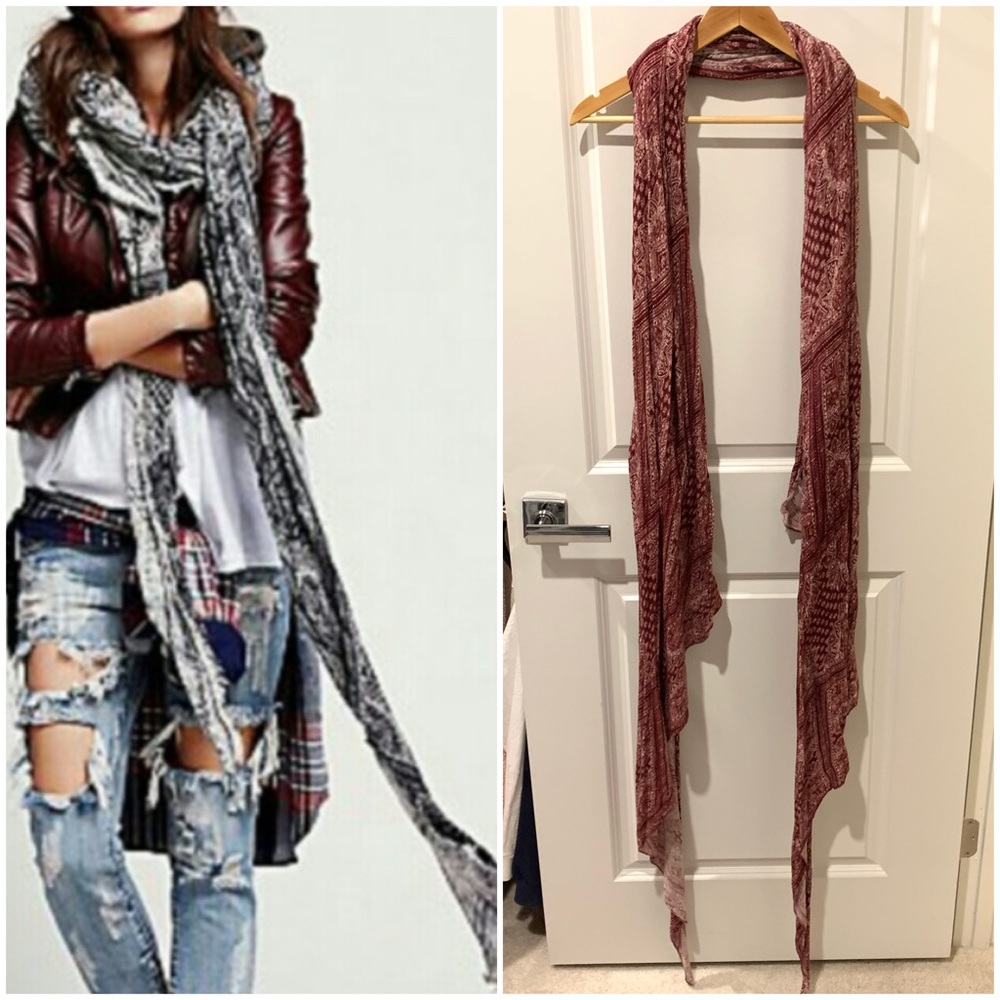 Free People Bandana Print Oversized Scarf Red